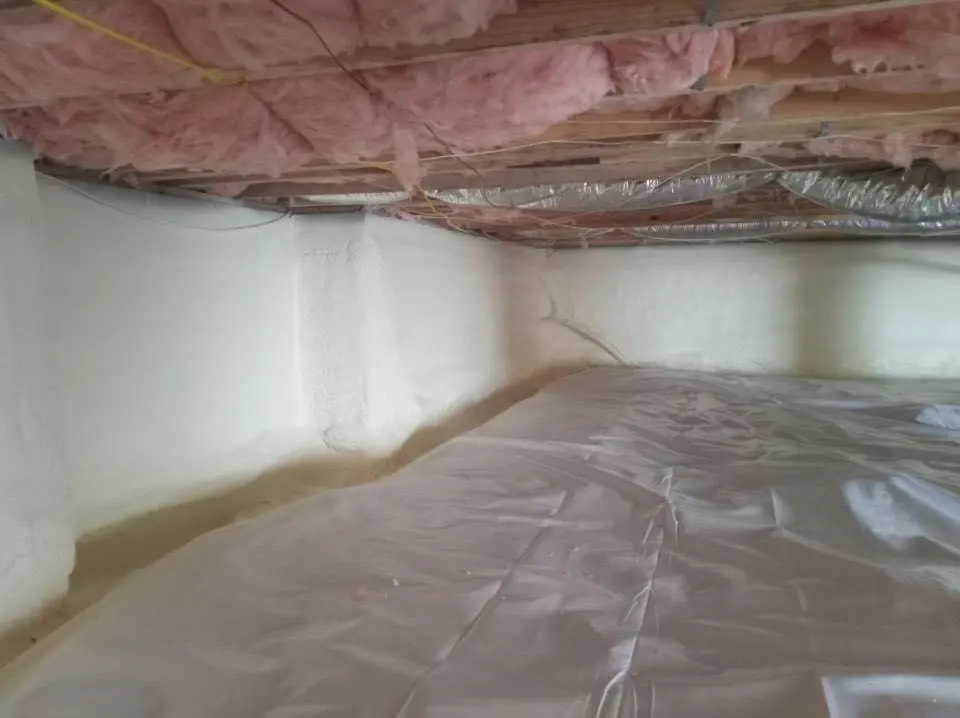 Crawl space encapsulation with closed-cell spray foam for Attic Insulation in Endicott
